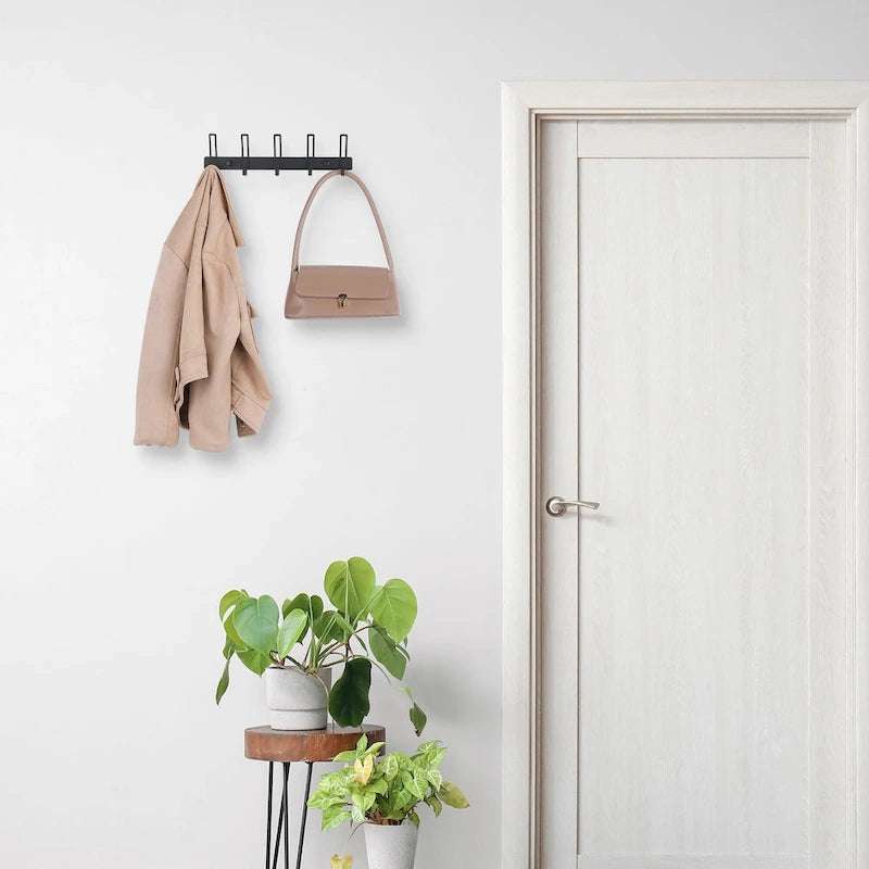 Porte-manteau mural, patère murale avec 5 crochets pour entrée - 32*2.5cm
