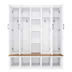 Arbre de hall 4-en-1 de style campagnard avec banc de vestiaire