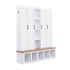 Arbre de hall 4-en-1 de style campagnard avec banc de vestiaire