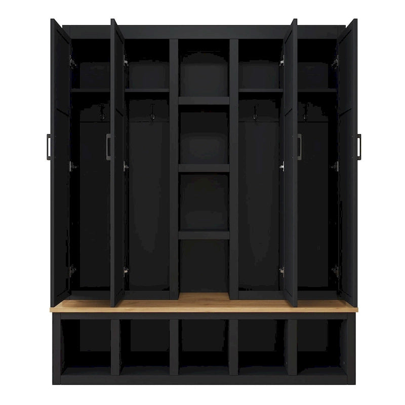Arbre de hall 4-en-1 de style campagnard avec banc de vestiaire