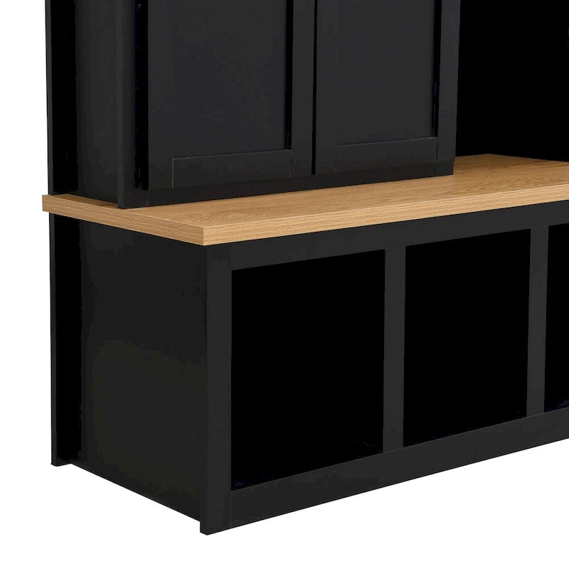 Arbre de hall 4-en-1 de style campagnard avec banc de vestiaire