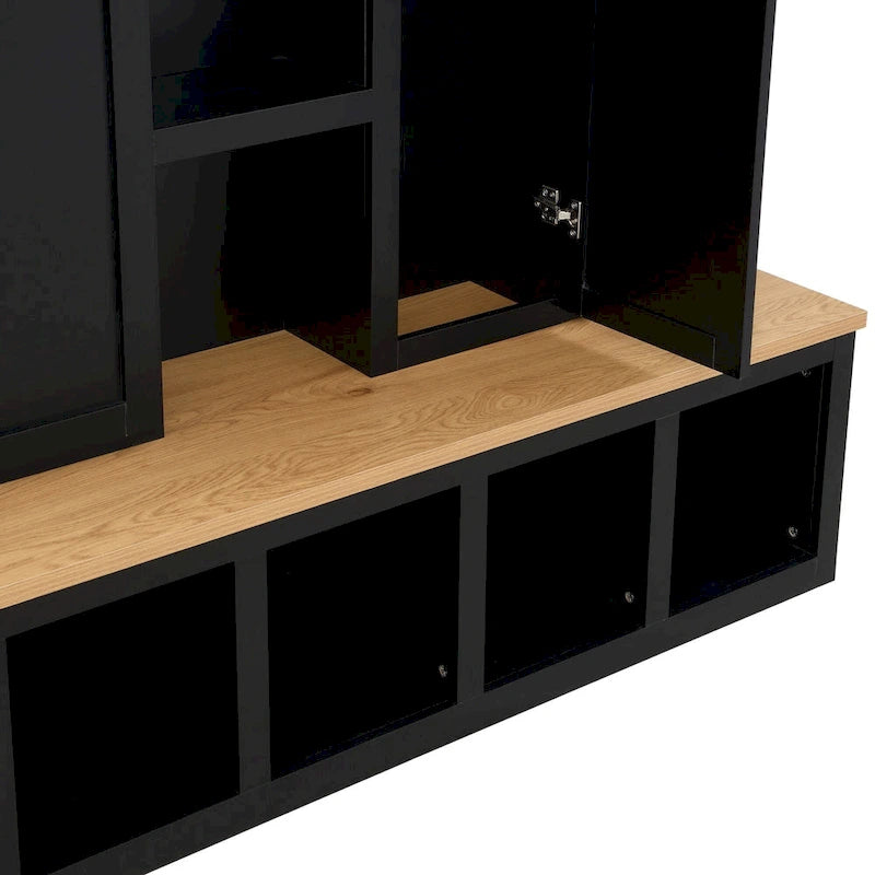 Arbre de hall 4-en-1 de style campagnard avec banc de vestiaire