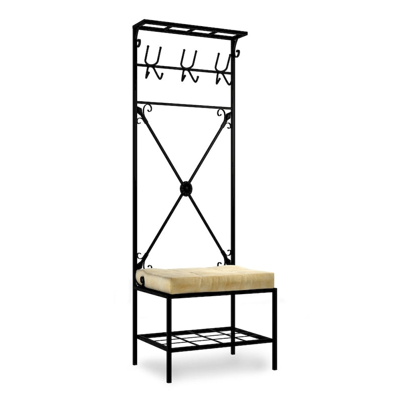Banc porte-manteau en métal noir