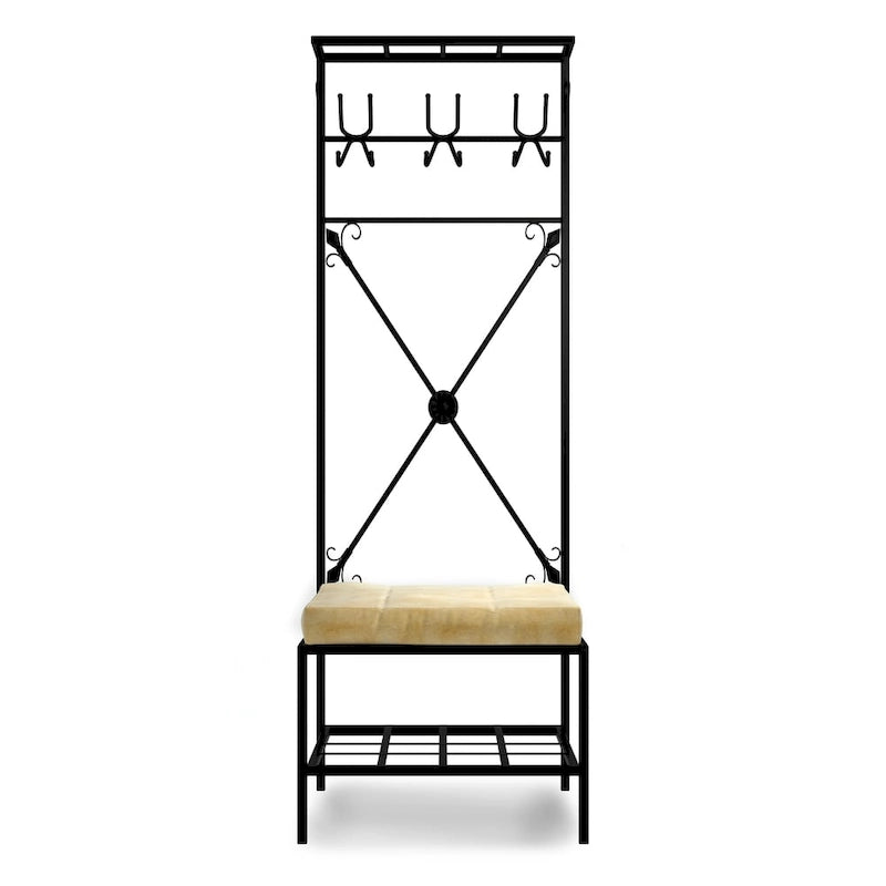 Banc porte-manteau en métal noir
