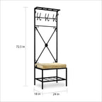Banc porte-manteau en métal noir