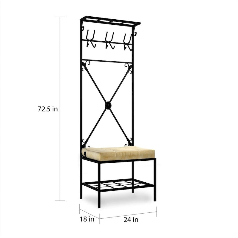 Banc porte-manteau en métal noir