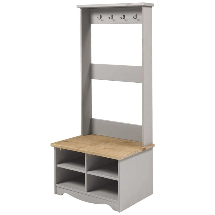 Portemanteau d'entrée en bois - Gris