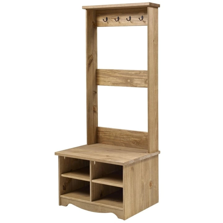 Portemanteau d'entrée en bois - Gris