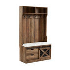 Porte-manteau en bois de 40,6 po avec banc et rangement à chaussures