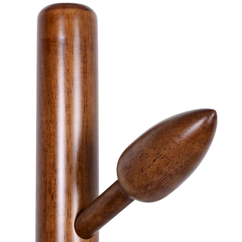 Porte-manteau sur pied en bois d'hévéa, porte-manteau avec 8 crochets en forme de bourgeon - 40 cm (diamètre) x 184 cm (hauteur)