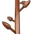 Porte-manteau sur pied en bois d'hévéa, porte-manteau avec 8 crochets en forme de bourgeon - 40 cm (diamètre) x 184 cm (hauteur)