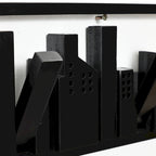 Patère murale 4 crochets en bois noir - 56,6 cm de large