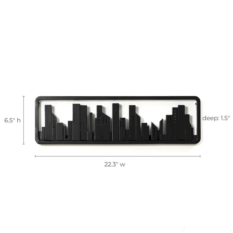 Patère murale 4 crochets en bois noir - 56,6 cm de large