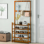 Étagère de rangement pour chaussures d'entrée en bambou