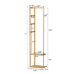 Porte-manteau autoportant de 15 po en bois massif avec rangement - Couleur bambou