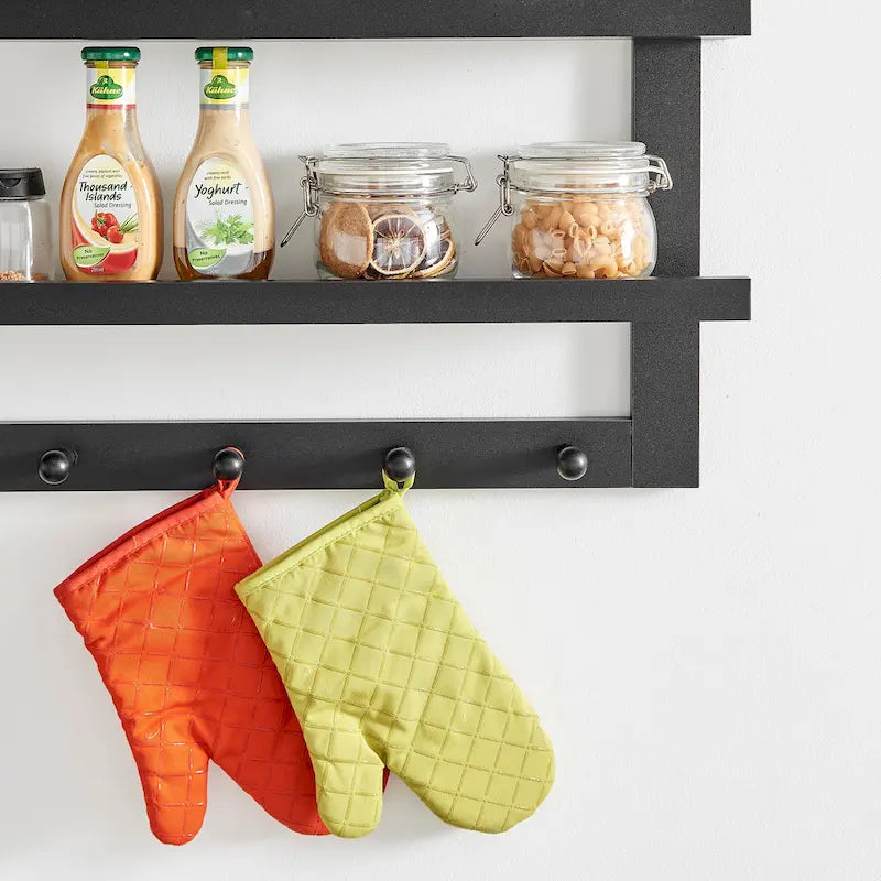 Étagère murale à 2 niveaux avec 5 crochets – Entrée ou salle de bain