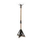 Lamda 22 x 75 Black Metal and Light Brown Wood Coat Rack - 22.0L x 22.0W x 74.5H