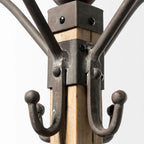 Porte-manteau en métal noir et bois marron clair 22 x 75 - 22,0L x 22,0W x 74,5H
