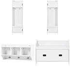 Banc de Rangement Multifonctionnel 4-en-1 avec 7 Patères Métalliques Noires pour Entrée