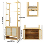 Portant à vêtements en bambou avec tringle de rangement autoportant - 21 x 13 x 66