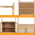 Portant à vêtements en bambou avec tringle de rangement autoportant - 21 x 13 x 66