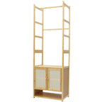 Portant à vêtements en bambou avec tringle de rangement autoportant - 21 x 13 x 66