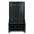 Porte-manteau d'entrée noir avec rangement pour chaussures - 34,75 L x 14,75 P