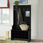 Porte-manteau d'entrée noir avec rangement pour chaussures - 34,75 L x 14,75 P