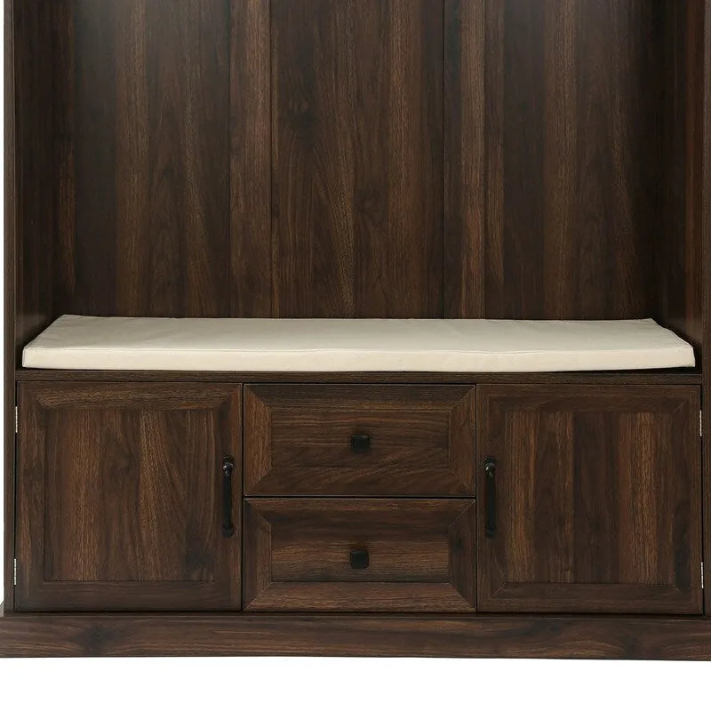 Meuble d'entrée 3-en-1 avec banc de rangement, 3 patères et coussin