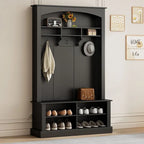 Meuble d'entrée multifonctionnel de 120 cm de large avec rangement à chaussures et 3 patères