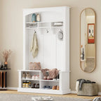 Meuble d'entrée multifonctionnel de 120 cm de large avec rangement à chaussures et 3 patères