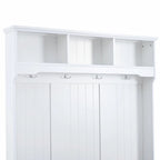 Banc d'entrée 5 en 1 avec portes persiennes, porte-manteau, coussin et 4 crochets robustes