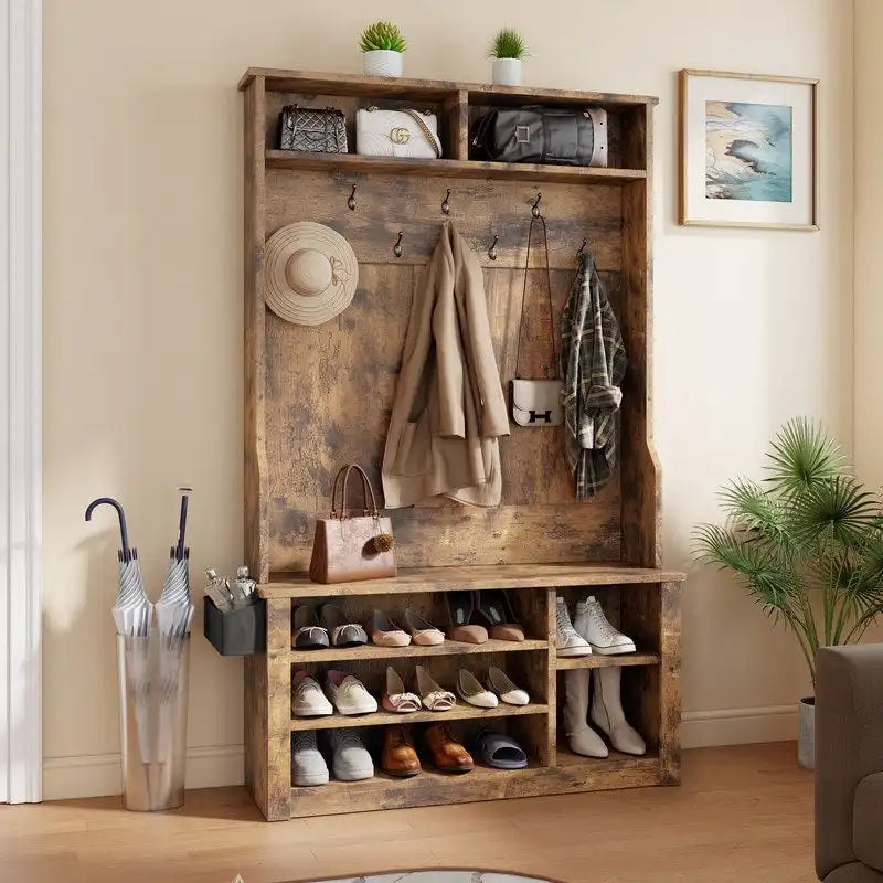 Porte-manteau d'entrée 3 en 1 avec banc et rangement à chaussures de 99,9 cm de large