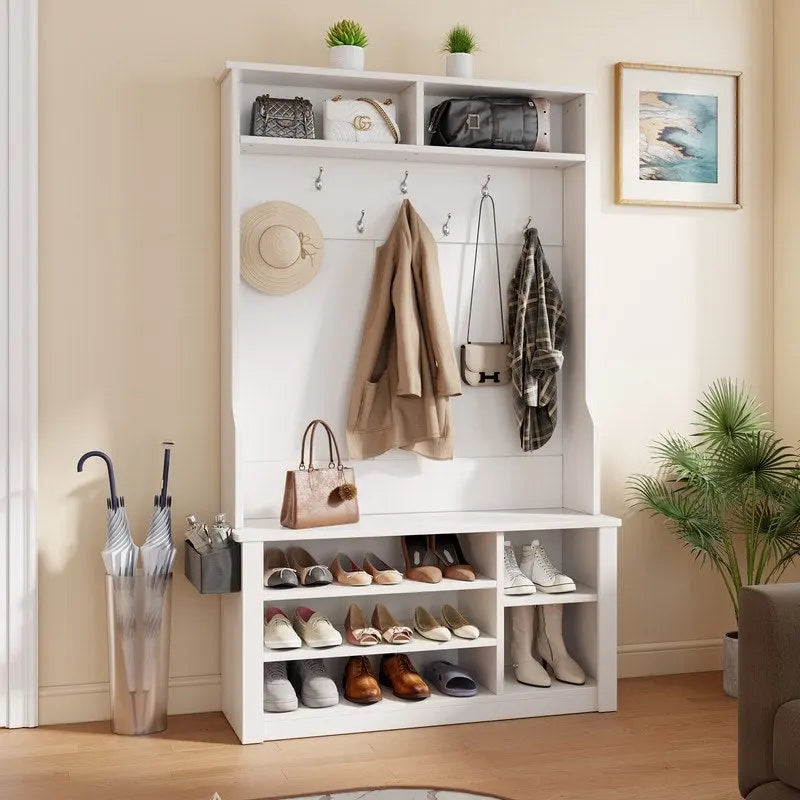 Porte-manteau d'entrée 3 en 1 avec banc et rangement à chaussures de 99,9 cm de large