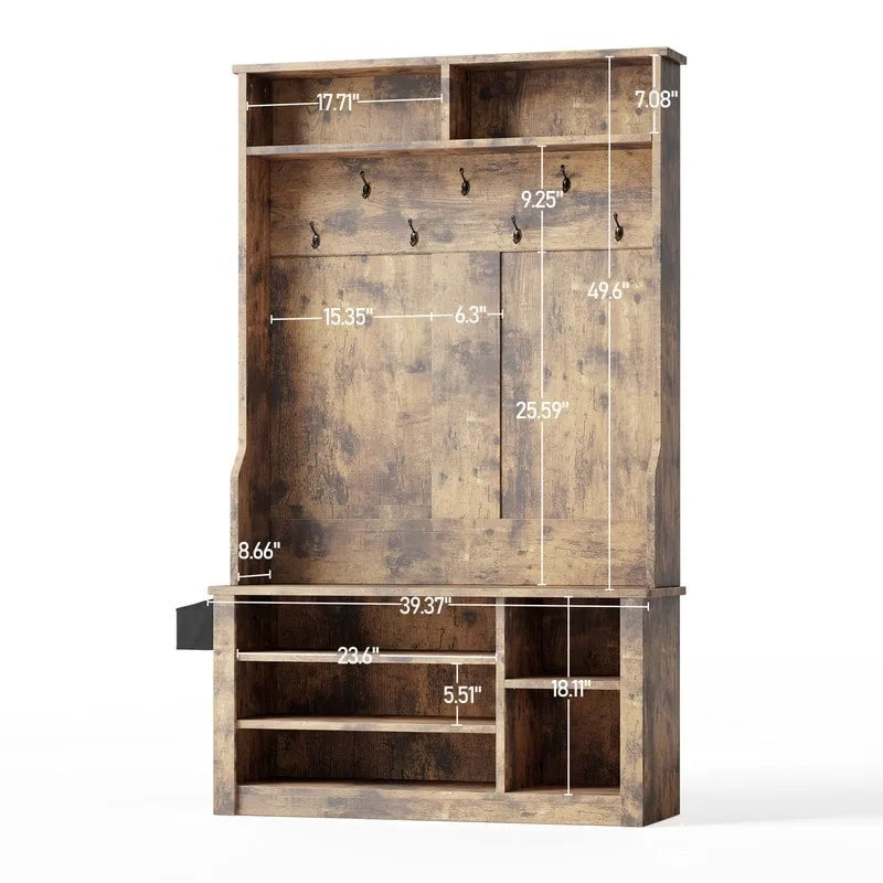 Porte-manteau d'entrée 3 en 1 avec banc et rangement à chaussures de 99,9 cm de large