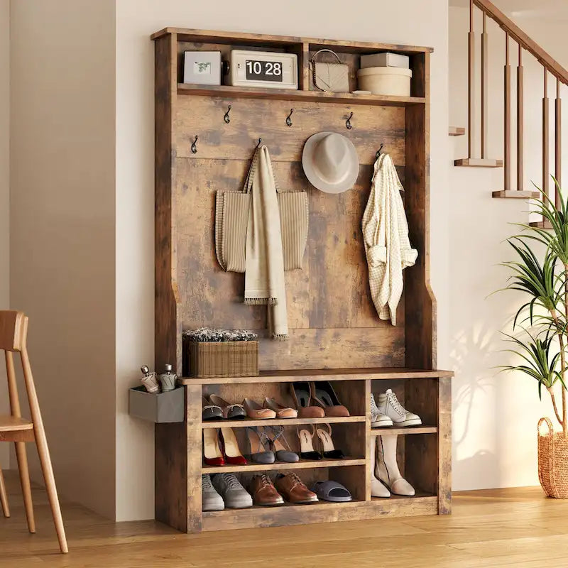 Porte-manteau d'entrée 3 en 1 avec banc et rangement à chaussures de 99,9 cm de large