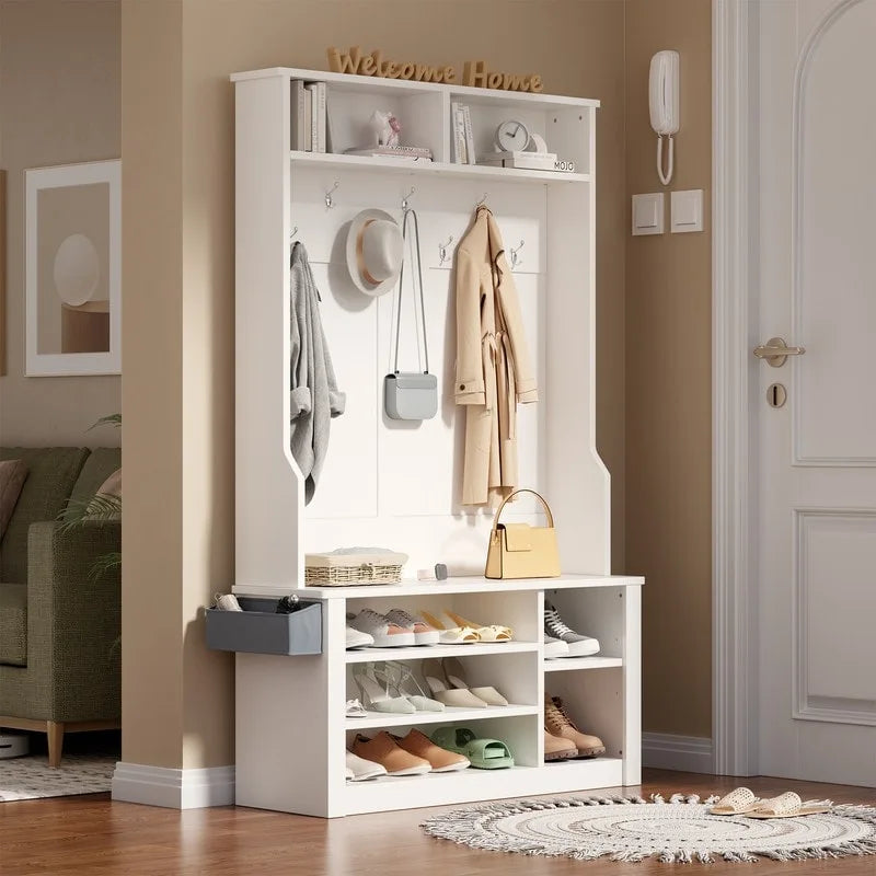 Porte-manteau d'entrée 3 en 1 avec banc et rangement à chaussures de 99,9 cm de large