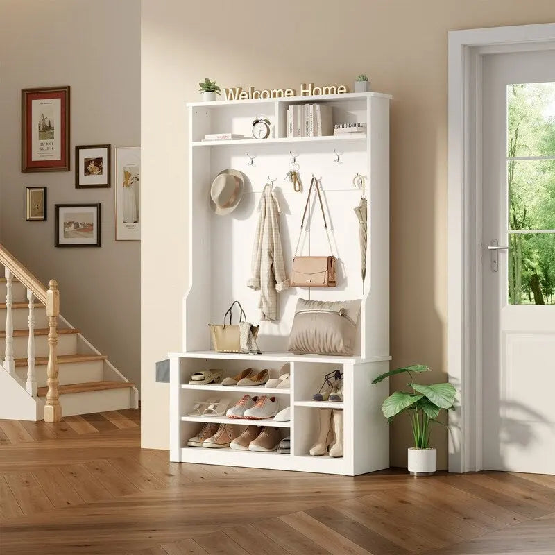 Porte-manteau d'entrée 3 en 1 avec banc et rangement à chaussures de 99,9 cm de large