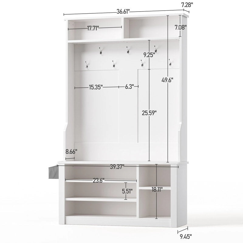 Porte-manteau d'entrée 3 en 1 avec banc et rangement à chaussures de 99,9 cm de large