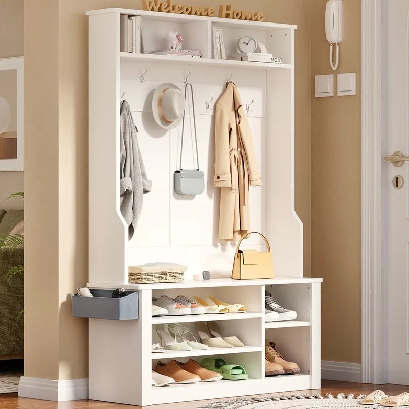 Porte-manteau d'entrée 3 en 1 avec banc et rangement à chaussures de 99,9 cm de large
