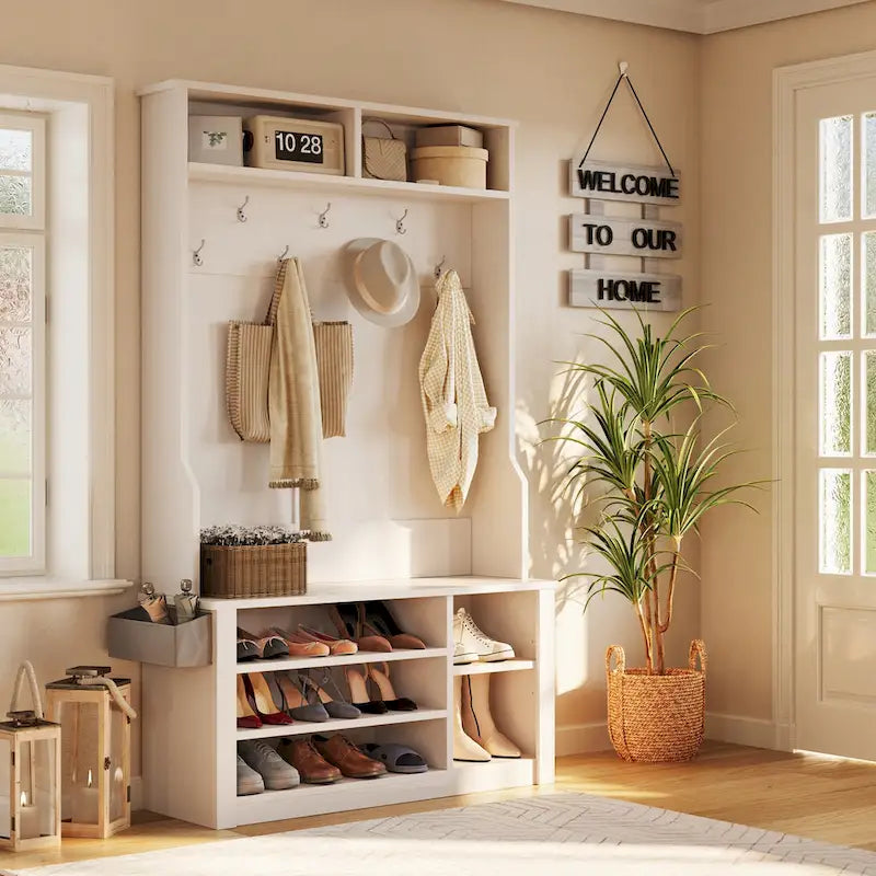 Porte-manteau d'entrée 3 en 1 avec banc et rangement à chaussures de 99,9 cm de large