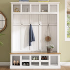 Arbre d'entrée moderne 78H avec banquette de rangement large, meuble à chaussures d'entrée avec 13 compartiments, élégant porte-manteau avec 6 crochets