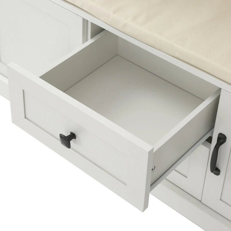 Porte-manteau avec 3 patères, banc d'entrée, banc de rangement, design 3 en 1, 120 cm, pour entrée, couloir (noir)