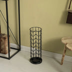 Porte-parapluie rond noir à design horizontal pour l'intérieur et l'extérieur avec bac de récupération d'eau