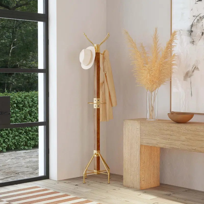 Porte-manteau sur pied en bois carré
