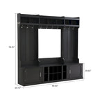 Porte-manteau d'entrée en bois autoportant 4-en-1 minimaliste avec plusieurs espaces de rangement