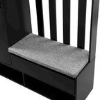 39,3Lx70,8H Meuble d'entrée avec banc de rangement rembourré, meuble à chaussures multifonctionnel pour couloir, panneau perforé, porte-manteau, 4 crochets