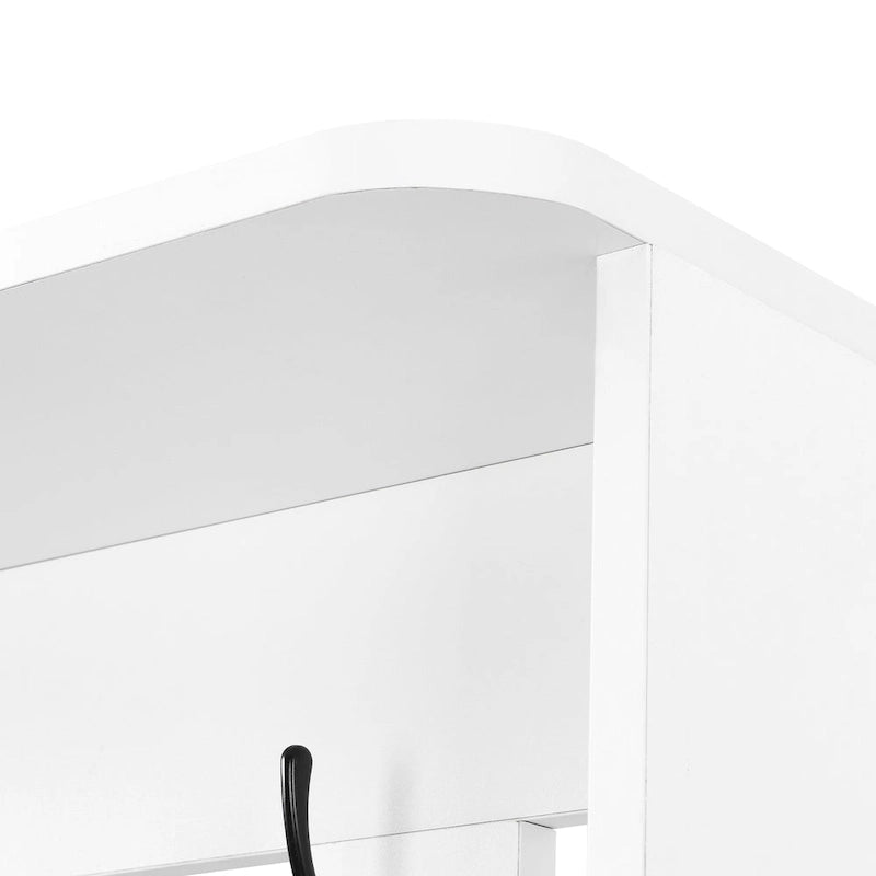 39,3Lx70,8H Meuble d'entrée avec banc de rangement rembourré, meuble à chaussures multifonctionnel pour couloir, panneau perforé, porte-manteau, 4 crochets
