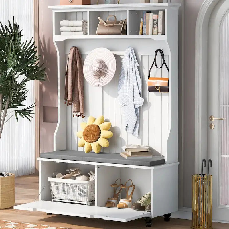 Merax 4-in-1 Entryway Hall Tree with Storage Bench